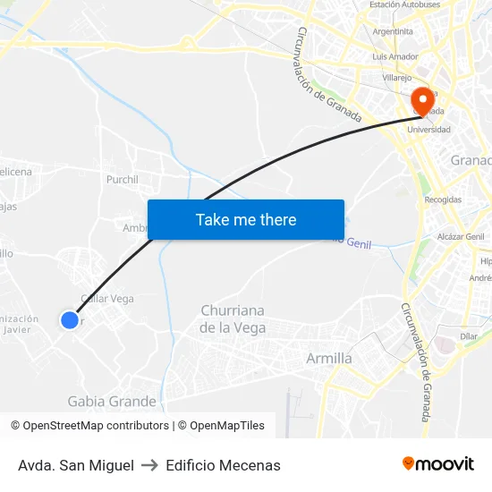 Avda. San Miguel to Edificio Mecenas map