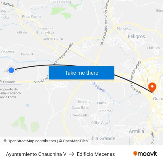 Ayuntamiento Chauchina V to Edificio Mecenas map