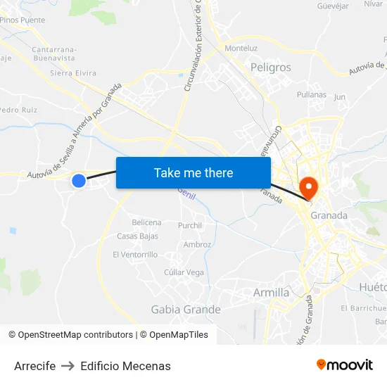 Arrecife to Edificio Mecenas map