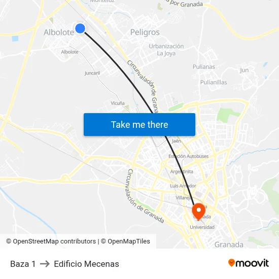 Baza 1 to Edificio Mecenas map