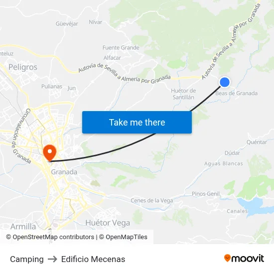 Camping to Edificio Mecenas map