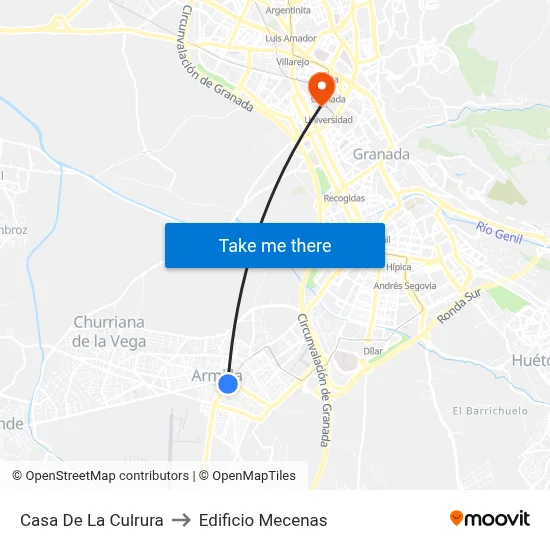 Casa De La Culrura to Edificio Mecenas map