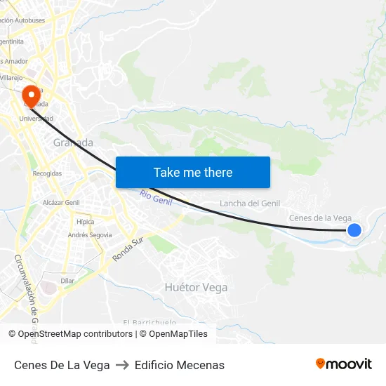 Cenes De La Vega to Edificio Mecenas map