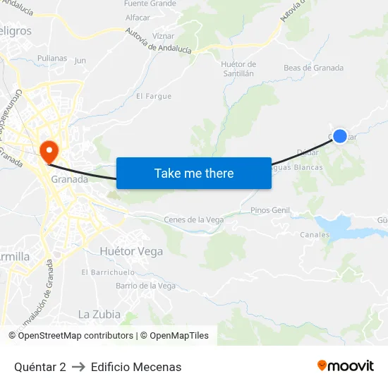Quéntar 2 to Edificio Mecenas map