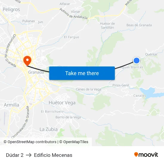 Dúdar 2 to Edificio Mecenas map