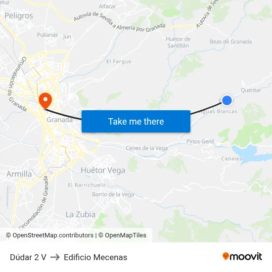 Dúdar 2 V to Edificio Mecenas map