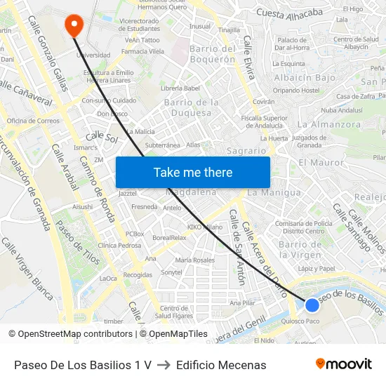 Paseo De Los Basilios 1 V to Edificio Mecenas map