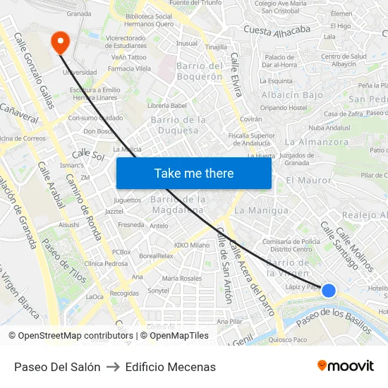 Paseo Del Salón to Edificio Mecenas map