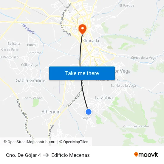 Cno. De Gójar 4 to Edificio Mecenas map