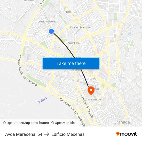 Avda Maracena, 54 to Edificio Mecenas map