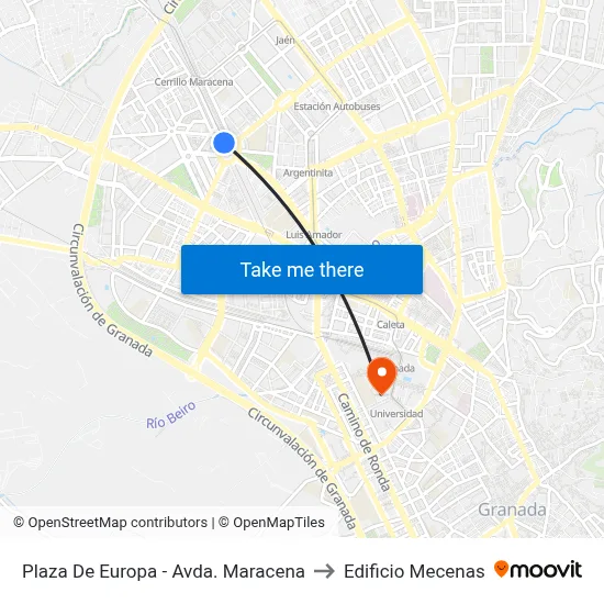 Plaza De Europa - Avda. Maracena to Edificio Mecenas map