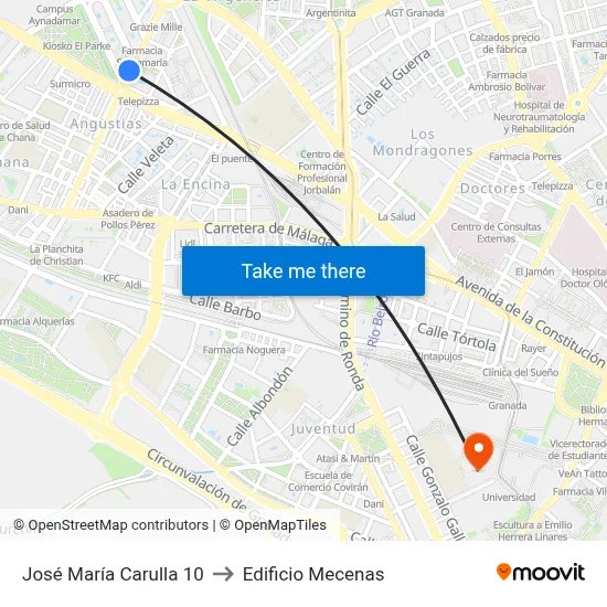 José María Carulla 10 to Edificio Mecenas map