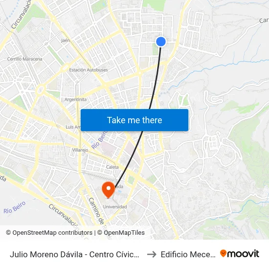 Julio Moreno Dávila - Centro Cívico Norte to Edificio Mecenas map
