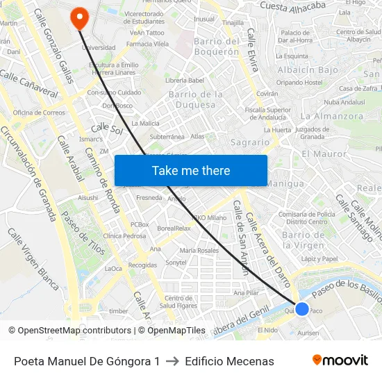 Poeta Manuel De Góngora  1 to Edificio Mecenas map