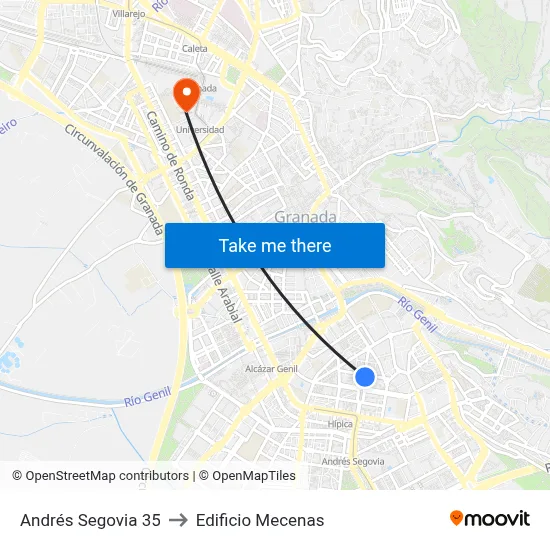 Andrés Segovia 35 to Edificio Mecenas map