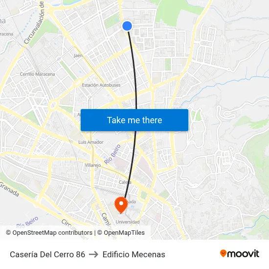 Casería Del Cerro 86 to Edificio Mecenas map