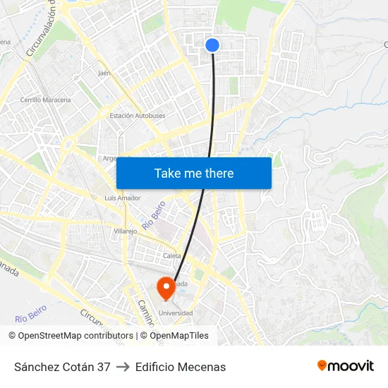 Sánchez Cotán 37 to Edificio Mecenas map