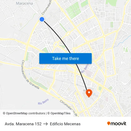 Avda. Maracena 152 to Edificio Mecenas map