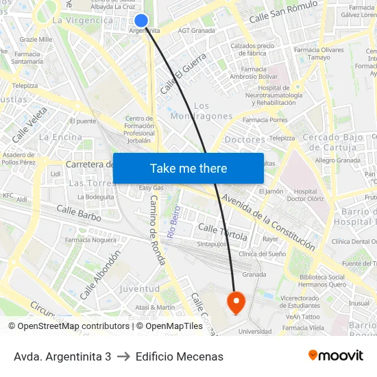 Avda. Argentinita 3 to Edificio Mecenas map