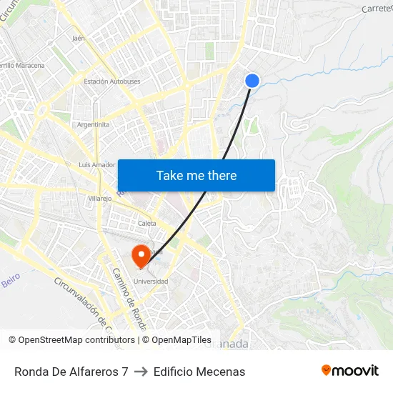 Ronda De Alfareros 7 to Edificio Mecenas map