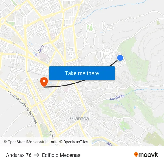Andarax 76 to Edificio Mecenas map