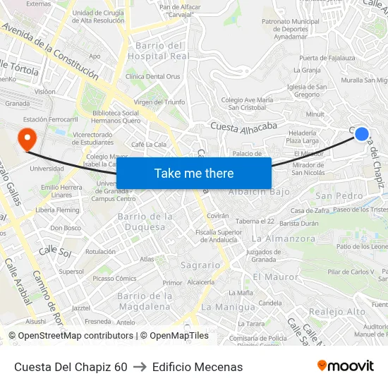 Cuesta Del Chapiz 60 to Edificio Mecenas map