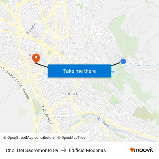 Cno. Del Sacromonte 89 to Edificio Mecenas map