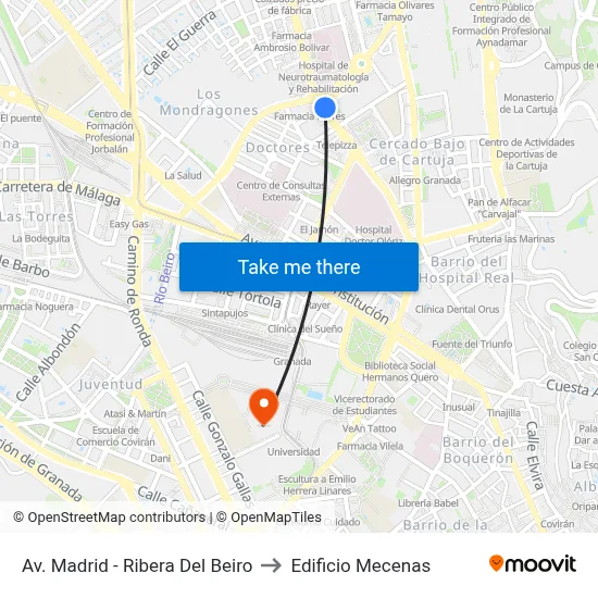 Av. Madrid - Ribera Del Beiro to Edificio Mecenas map