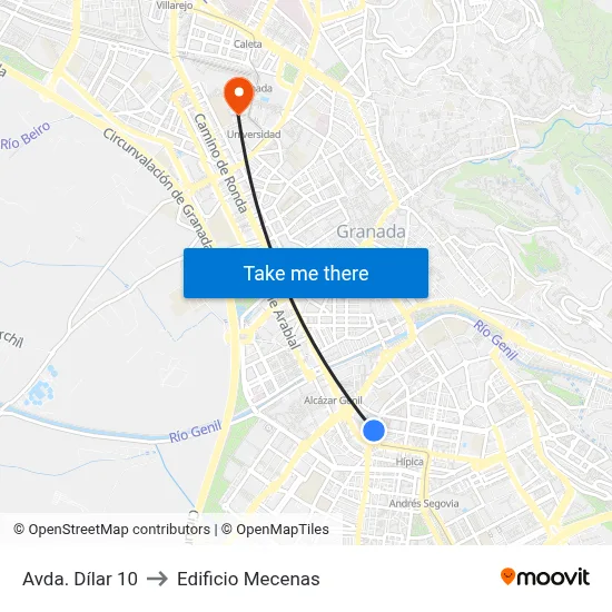 Avda. Dílar 10 to Edificio Mecenas map