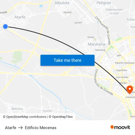 Atarfe to Edificio Mecenas map