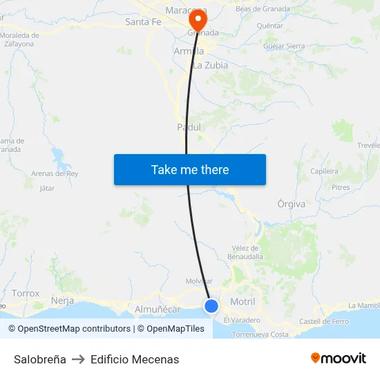 Salobreña to Edificio Mecenas map