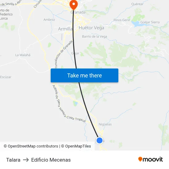 Talara to Edificio Mecenas map