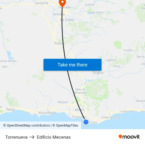 Torrenueva to Edificio Mecenas map