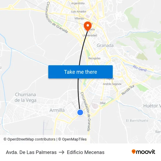 Avda. De Las Palmeras to Edificio Mecenas map