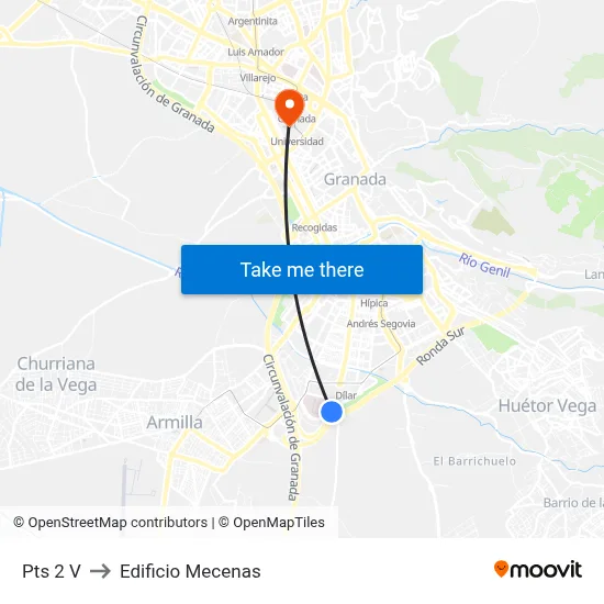 Pts 2 V to Edificio Mecenas map
