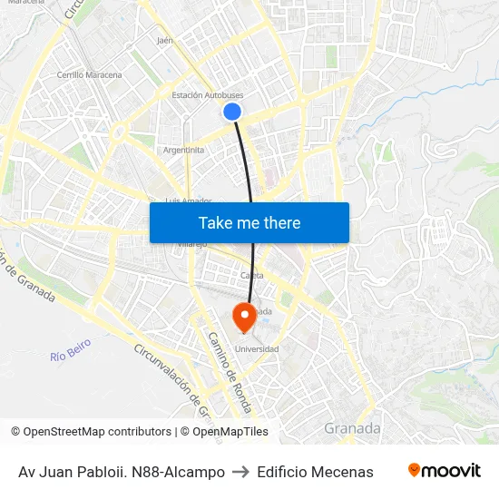 Av Juan Pabloii. N88-Alcampo to Edificio Mecenas map