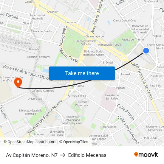 Av.Capitán Moreno. N7 to Edificio Mecenas map