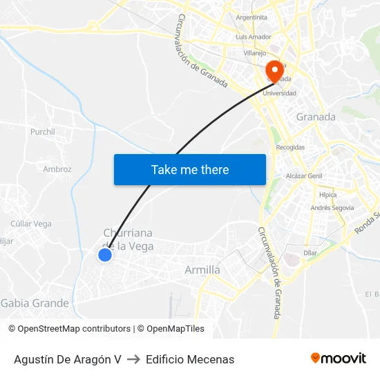 Agustín De Aragón V to Edificio Mecenas map