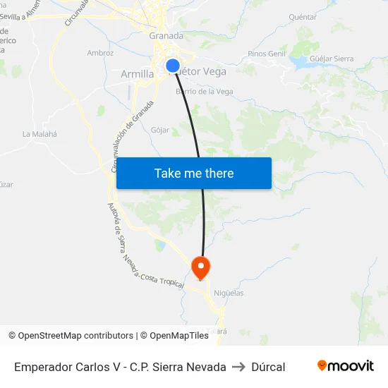 Emperador Carlos V - C.P. Sierra Nevada to Dúrcal map