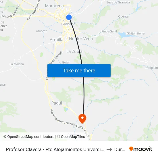 Profesor Clavera - Fte Alojamientos Universitarios to Dúrcal map