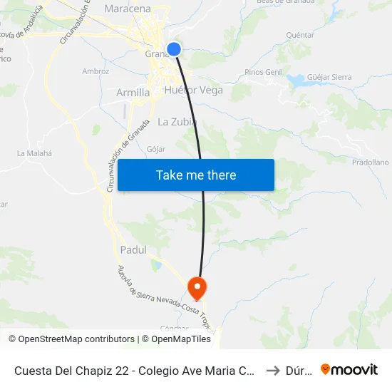 Cuesta Del Chapiz 22 - Colegio Ave Maria Casa Madre to Dúrcal map