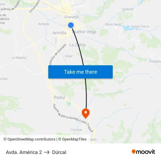 Avda. América 2 to Dúrcal map
