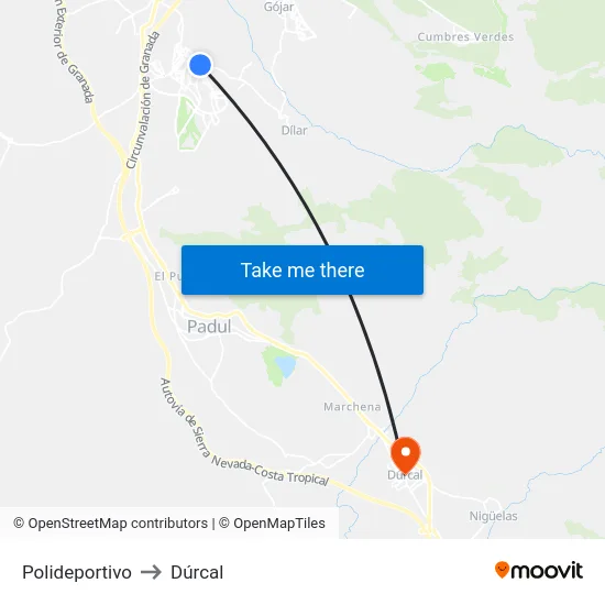 Polideportivo to Dúrcal map