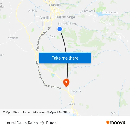 Laurel De La Reina to Dúrcal map