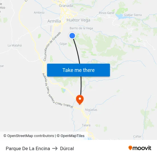 Parque De La Encina to Dúrcal map