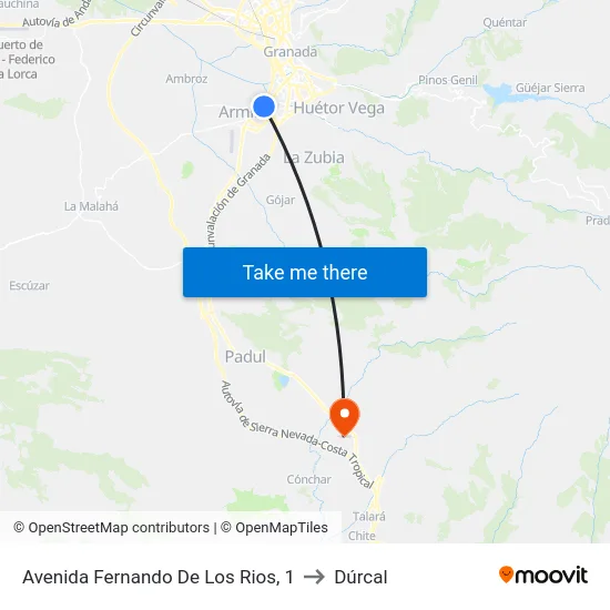 Avenida Fernando De Los Rios, 1 to Dúrcal map