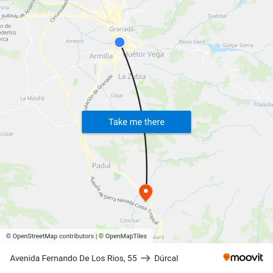 Avenida Fernando De Los Rios, 55 to Dúrcal map