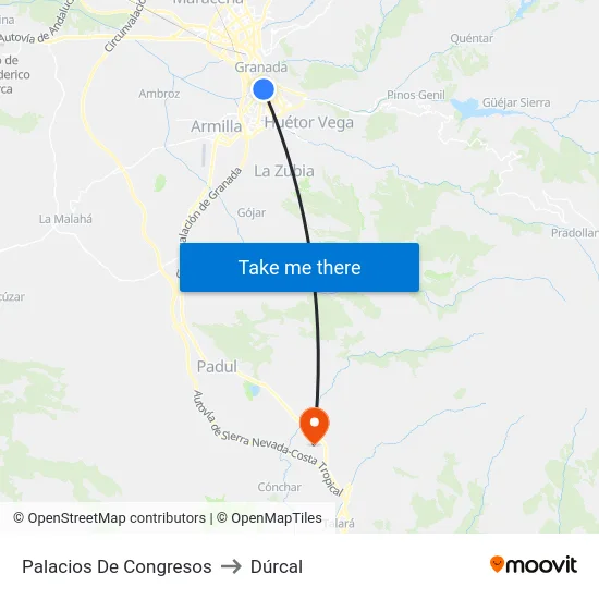Palacios De Congresos to Dúrcal map