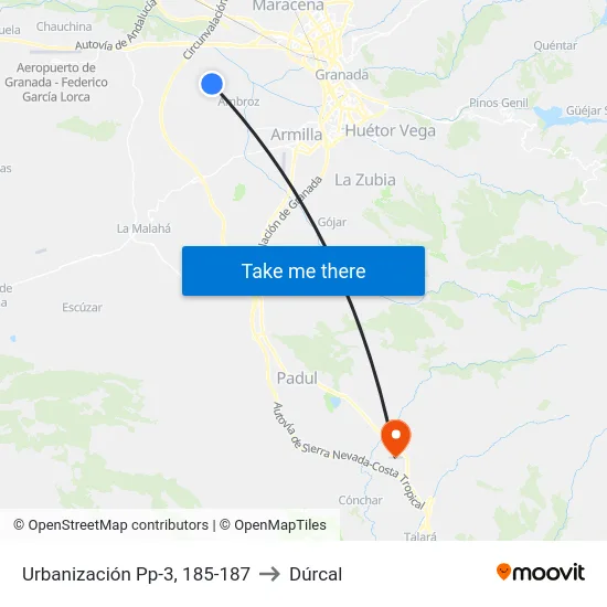 Urbanización Pp-3, 185-187 to Dúrcal map