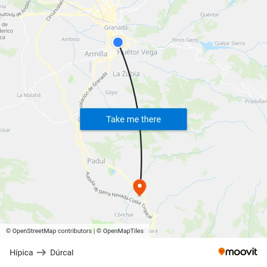 Hípica to Dúrcal map